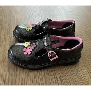 Dr Martens Black Polley Glitzy Floral Glitter Mary Jane Oxford Shoes Women’s 5
